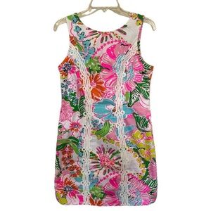 Lilly Pulitzer Target pink blue bright floral shift dress size 8